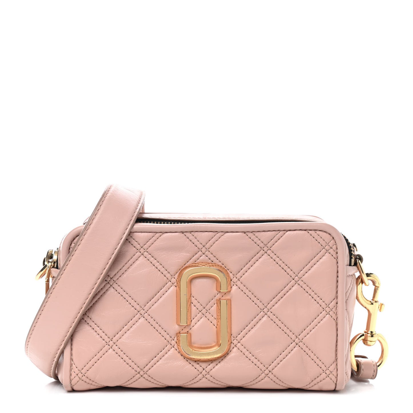 Natural Grain Calfskin Quilted The Softshot 21 Bag Blush