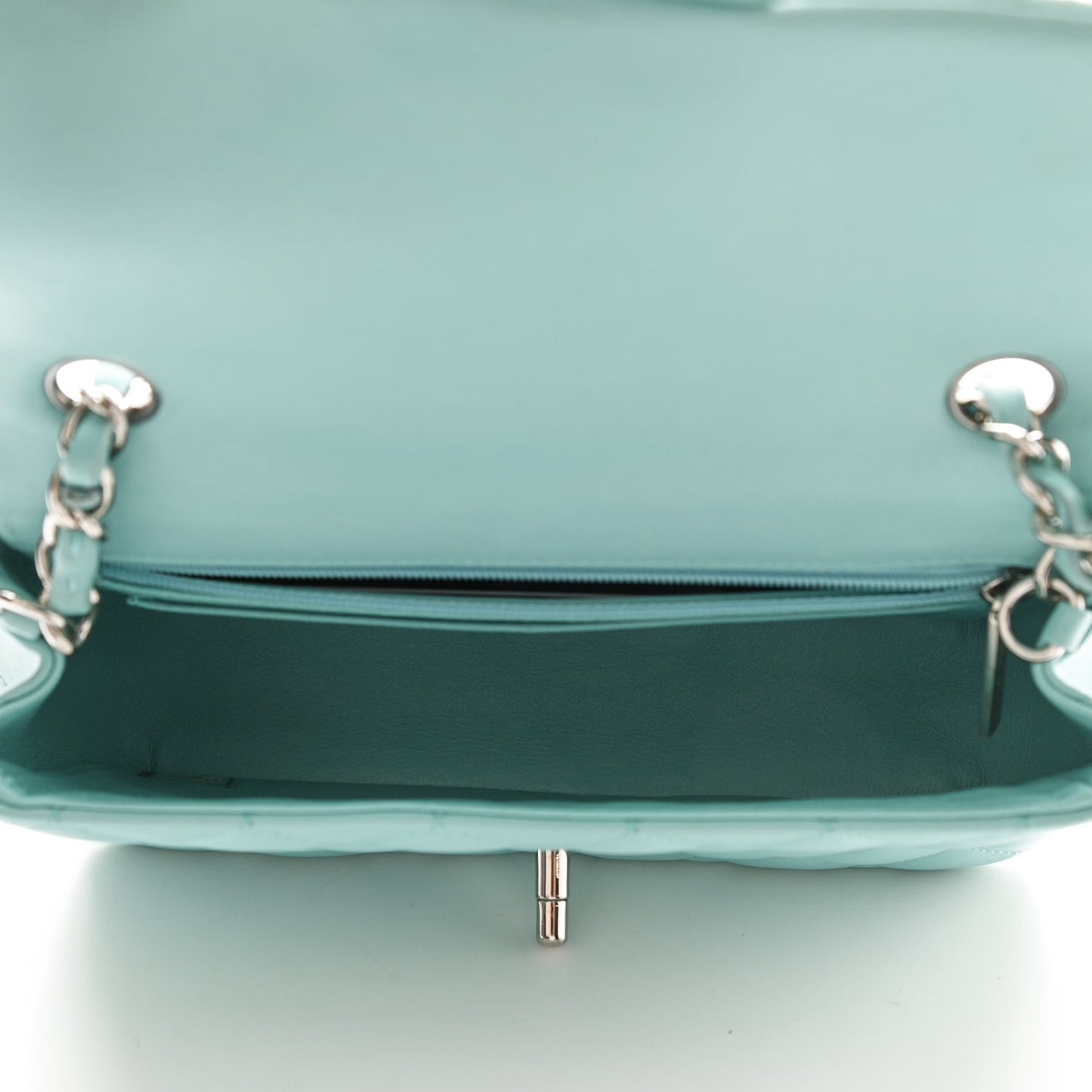 Lambskin Quilted Mini Rectangular Flap Light Blue