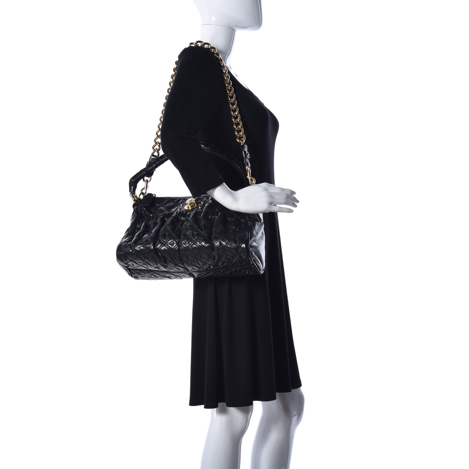 Marc Jacobs Calfskin Quilted Julianne Shoulder Bag Black 3 of 17