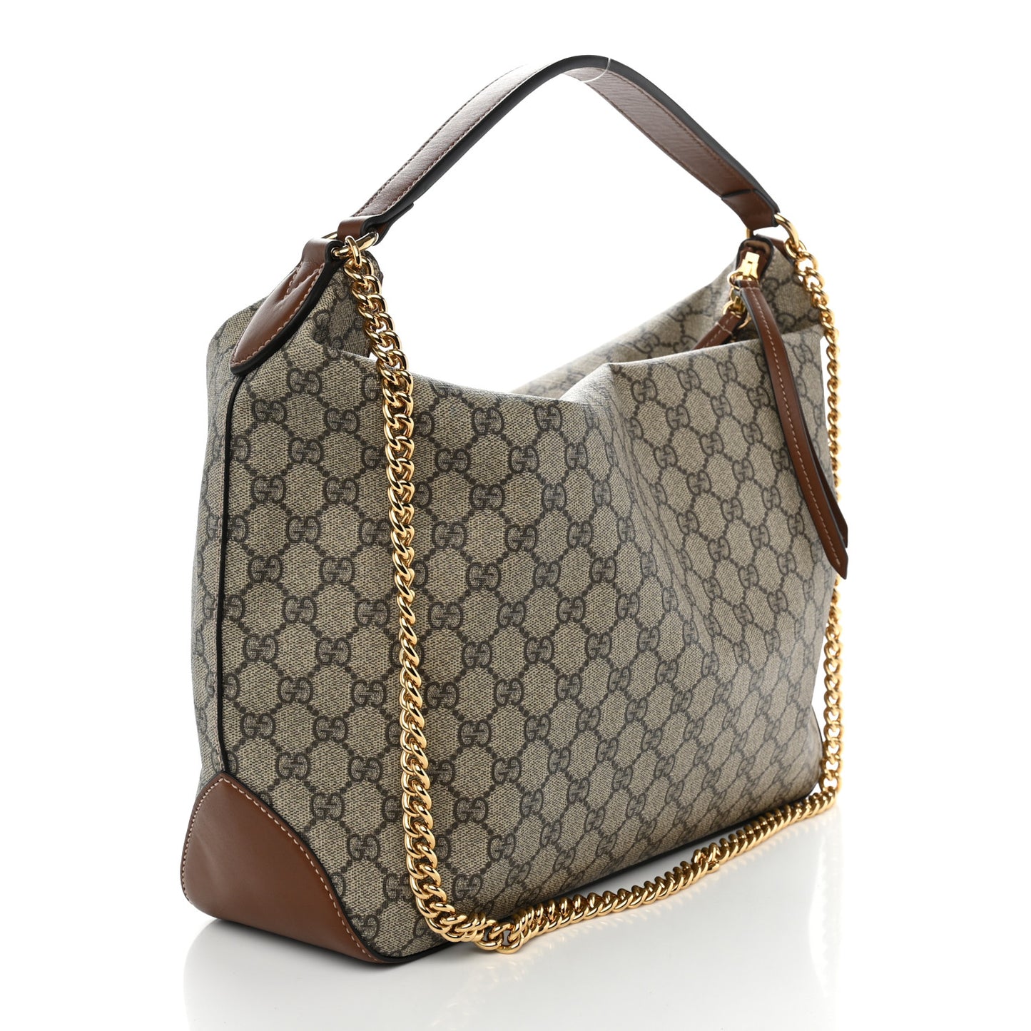 GG Supreme Monogram Large Linea A Hobo Light Brown