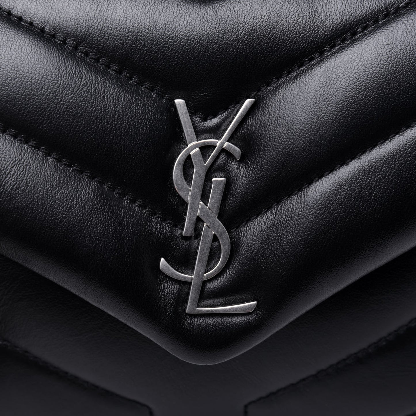 Calfskin Y Quilted Monogram Toy Loulou Crossbody Bag Black