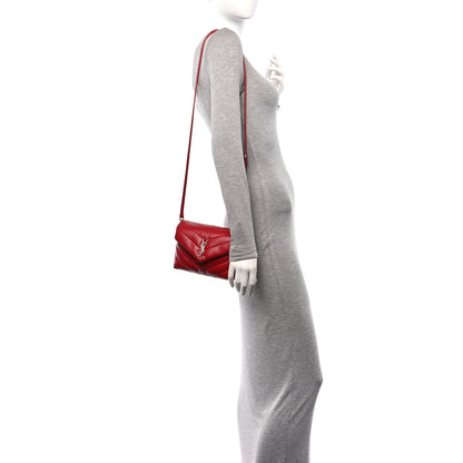 Saint Laurent Calfskin Y Quilted Monogram Toy Loulou Crossbody Bag Rouge Eros 2 of 11