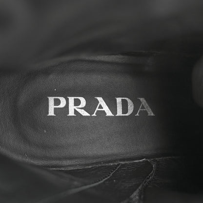 Prada Spazzolato Re-Nylon Metal Triangle Logo Lace Up 55mm Ankle Boots 38.5 Black 6 of 11