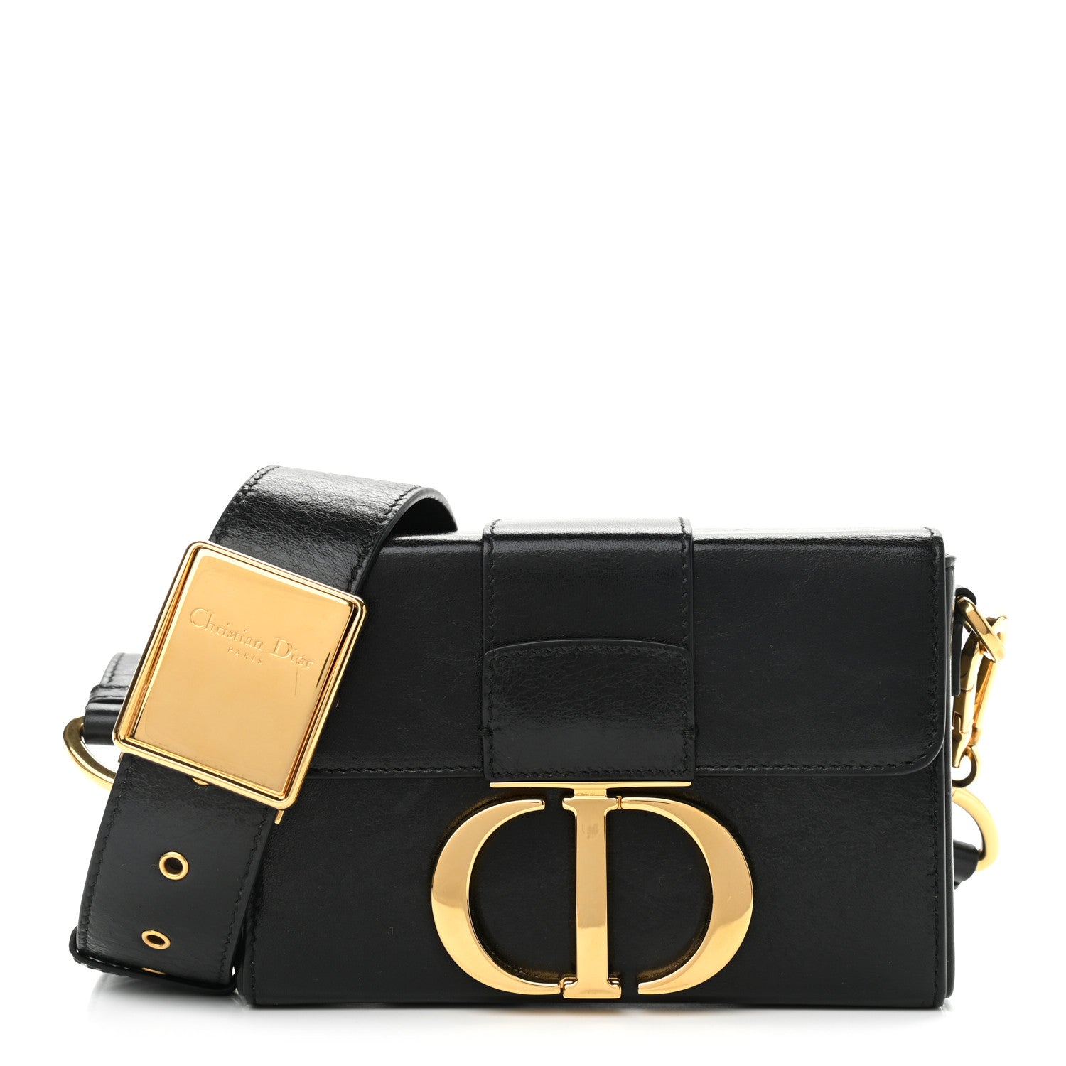 Christian Dior Crackled Lambskin 30 Montaigne Box Bag Black 1 of 13