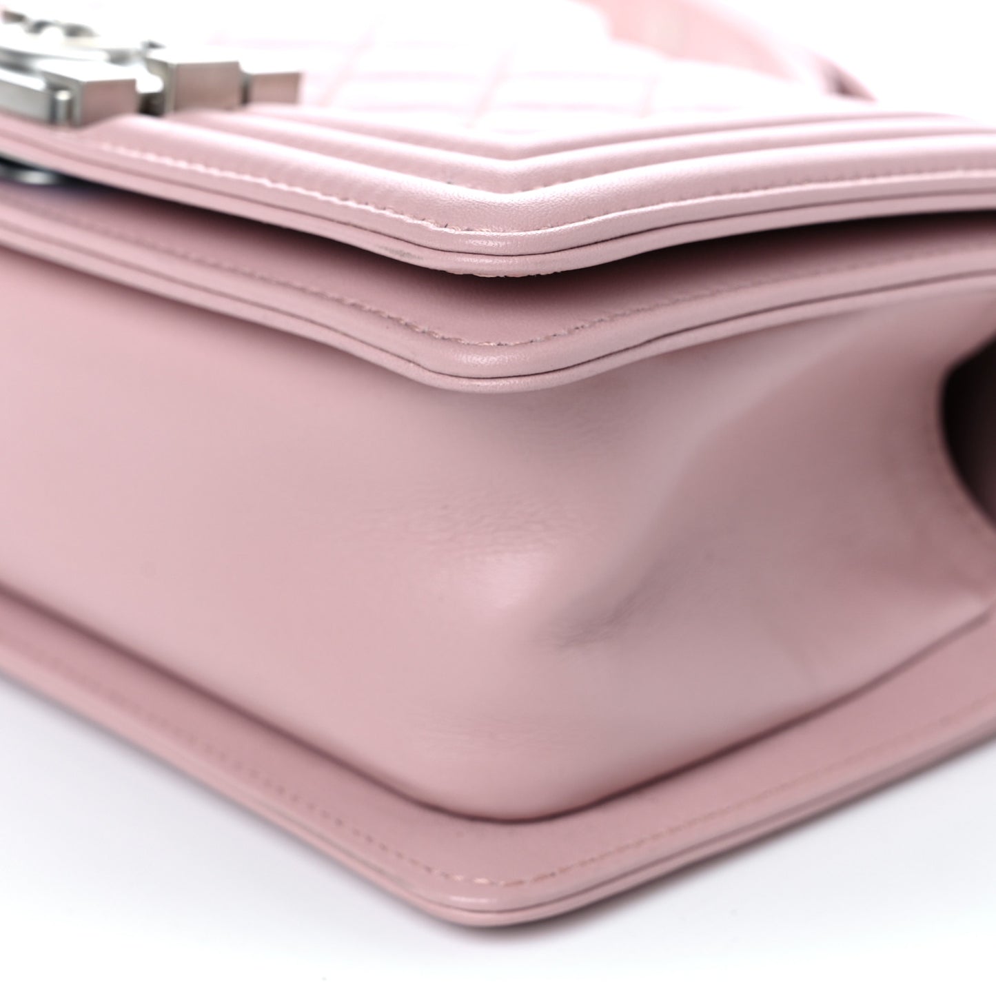 Calfskin Quilted Small Boy Flap Light Pink