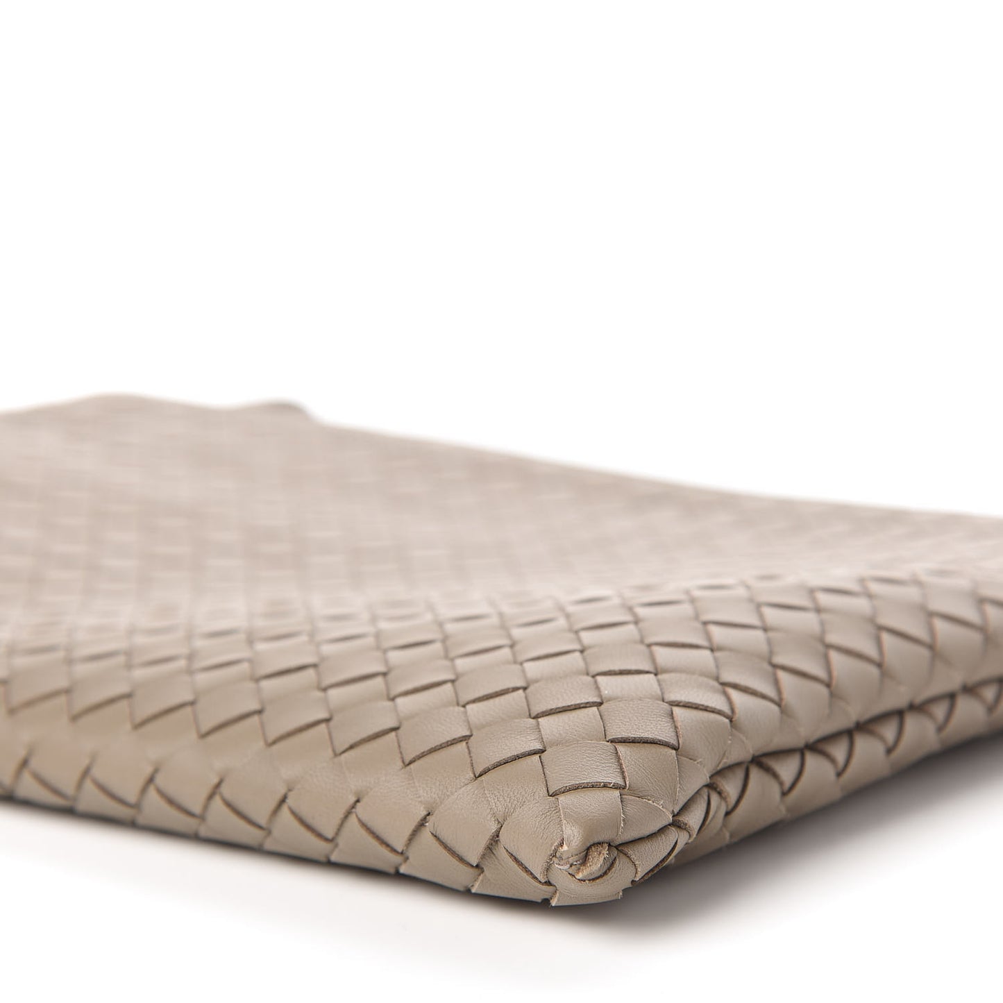 Nappa Intrecciato Large Flat Zip Biletto Pouch Mink