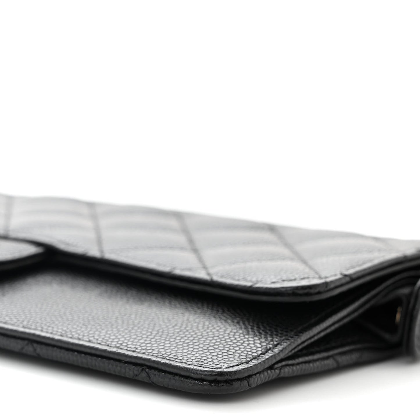 Caviar Quilted Classic Pouch With Handle Black