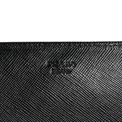 Prada Saffiano Metal Oro Chain Wallet Nero Black 7 of 8