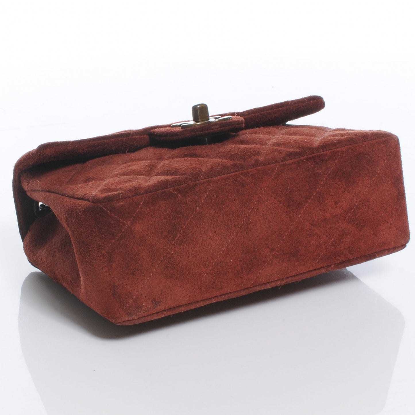 Suede Quilted Mini Flap Bordeaux