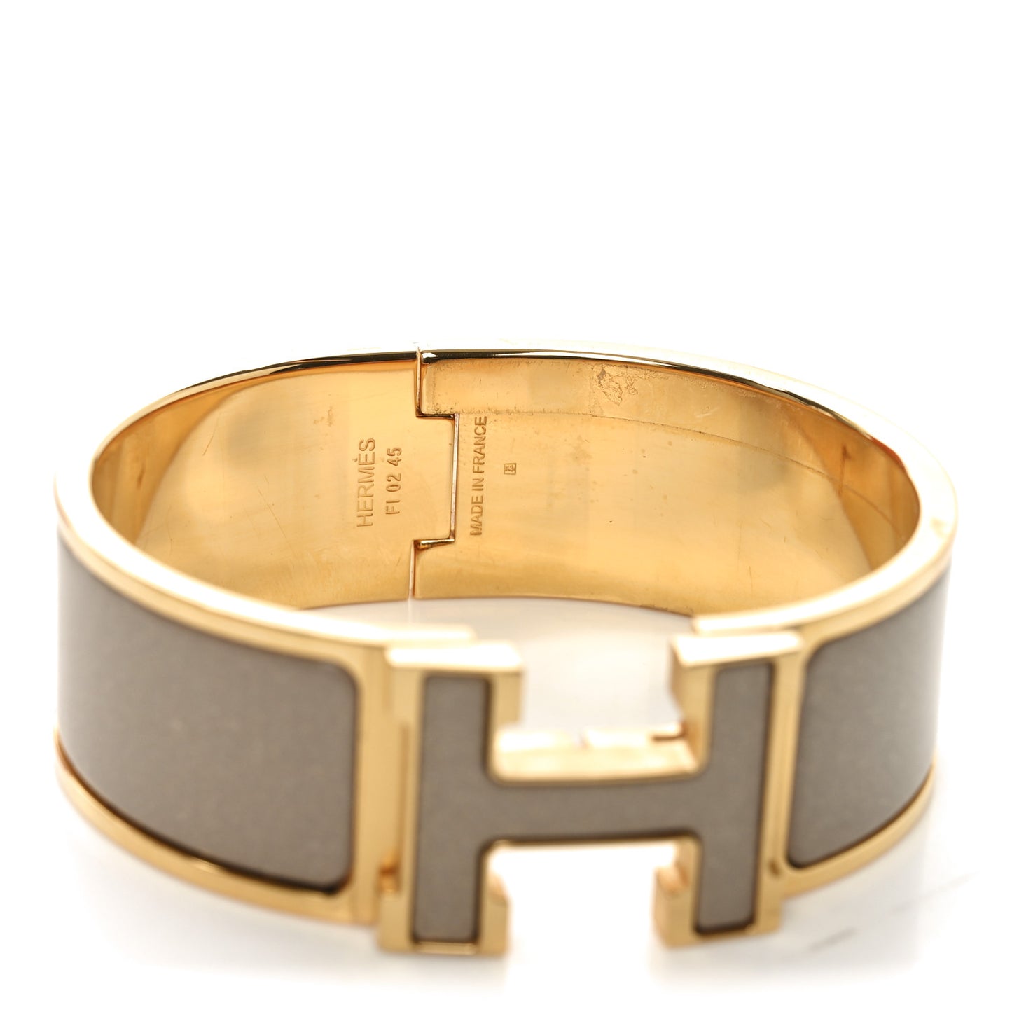 Enamel Glitter Wide Clic Clac H Bracelet PM  Marron Glace