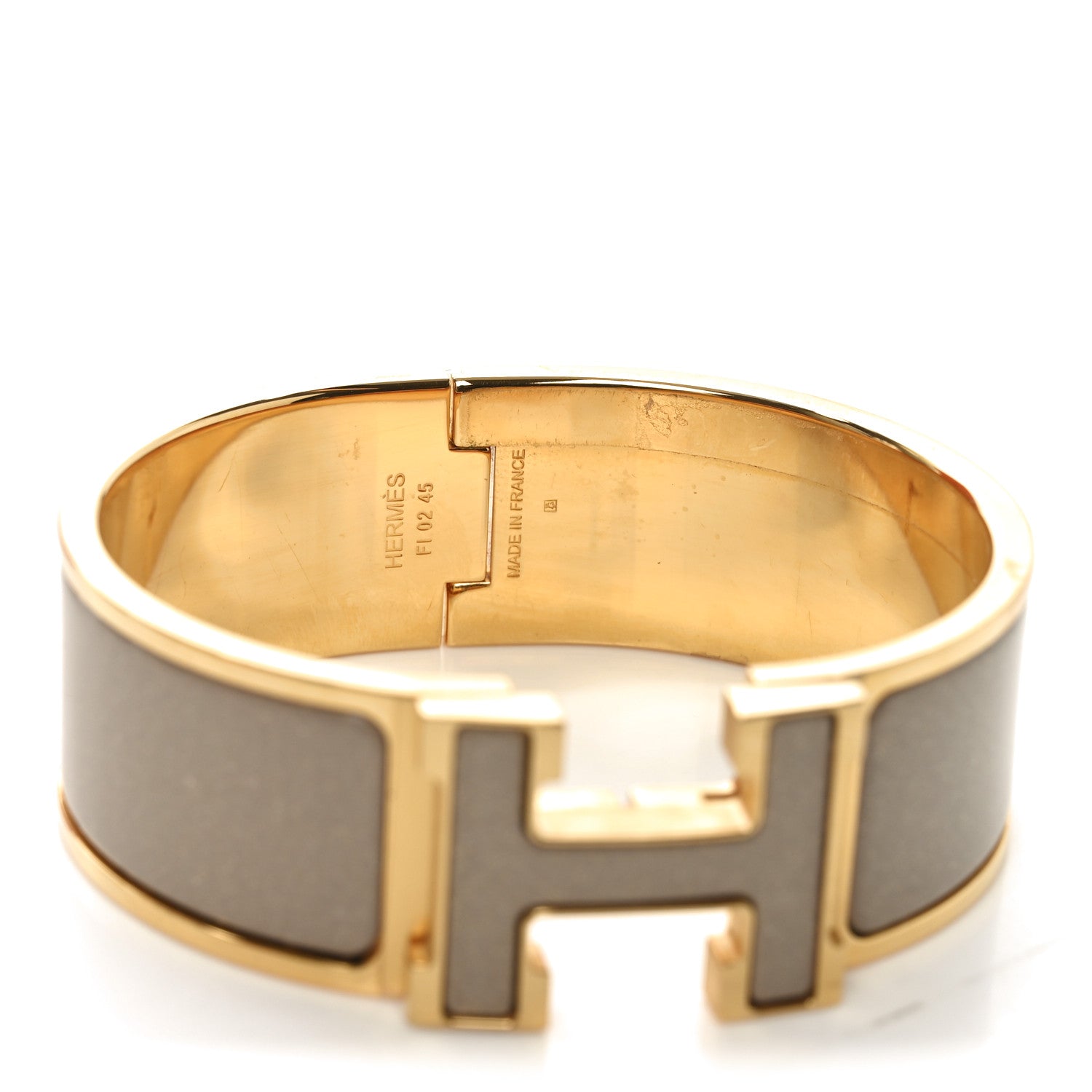 Hermes Enamel Glitter Wide Clic Clac H Bracelet PM  Marron Glace 4 of 5