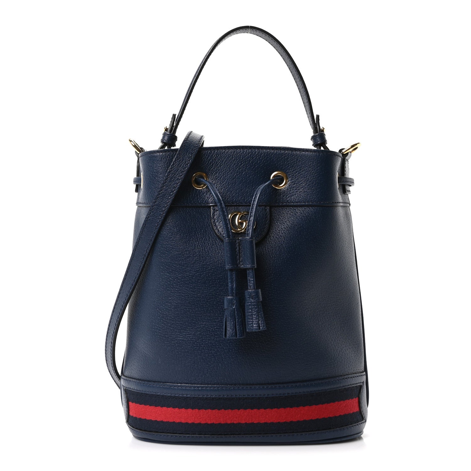 Gucci Soft Textured Calfskin Web Small Ophidia Bucket Bag Blue Agata 1 of 10