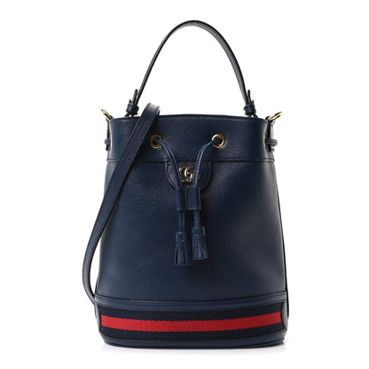 Gucci Soft Textured Calfskin Web Small Ophidia Bucket Bag Blue Agata 1 of 10