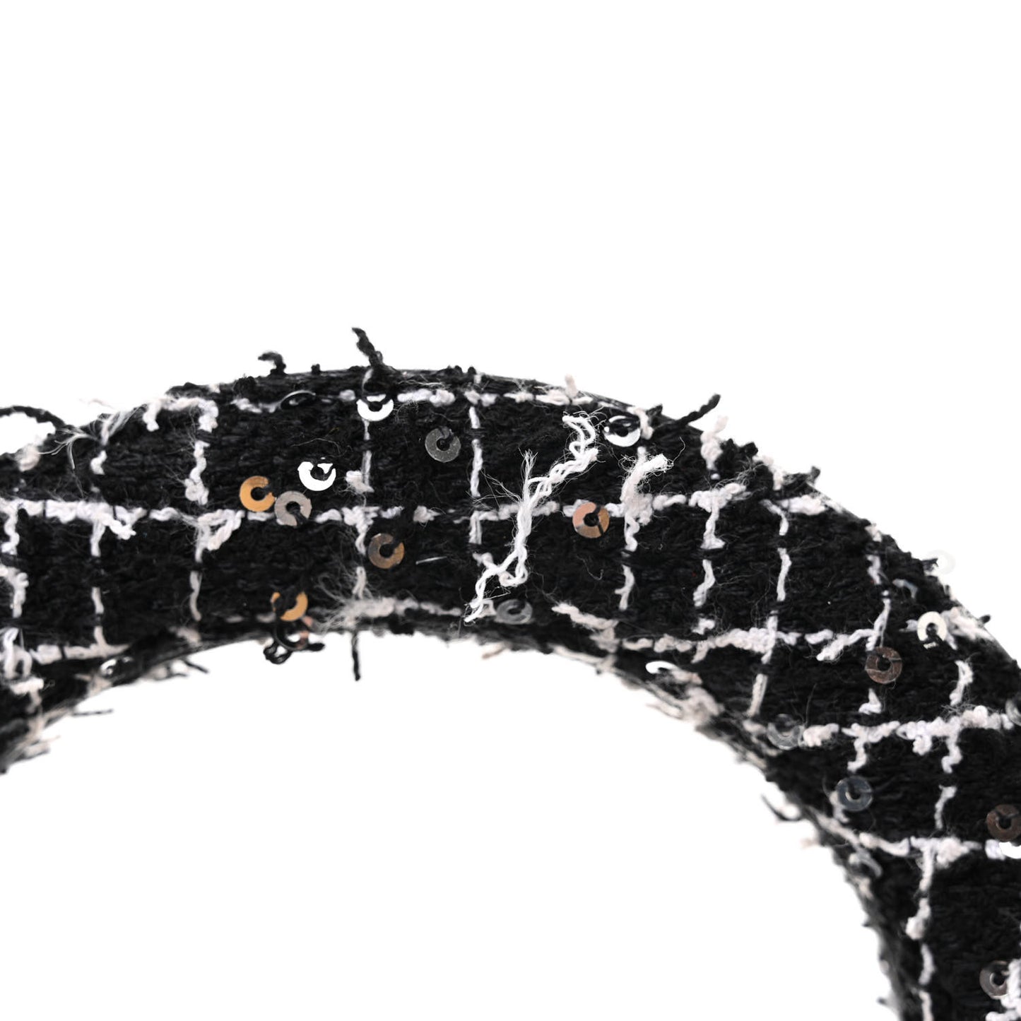 Tweed Quilted Nano Kelly Shopper Black White