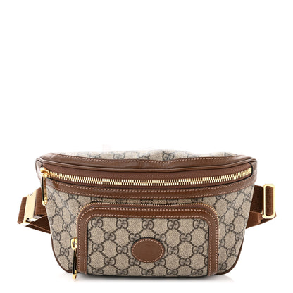 Gucci GG Supreme Monogram Textured Calfskin Retro Interlocking G Belt Bag Beige Ebony Brown Sugar 1 of 9