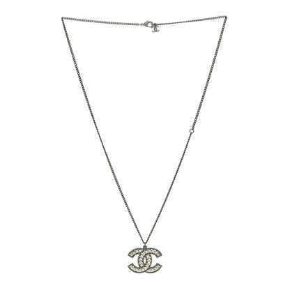 Chanel Ruthenium Pearl CC Pendant Necklace Silver 3 of 4