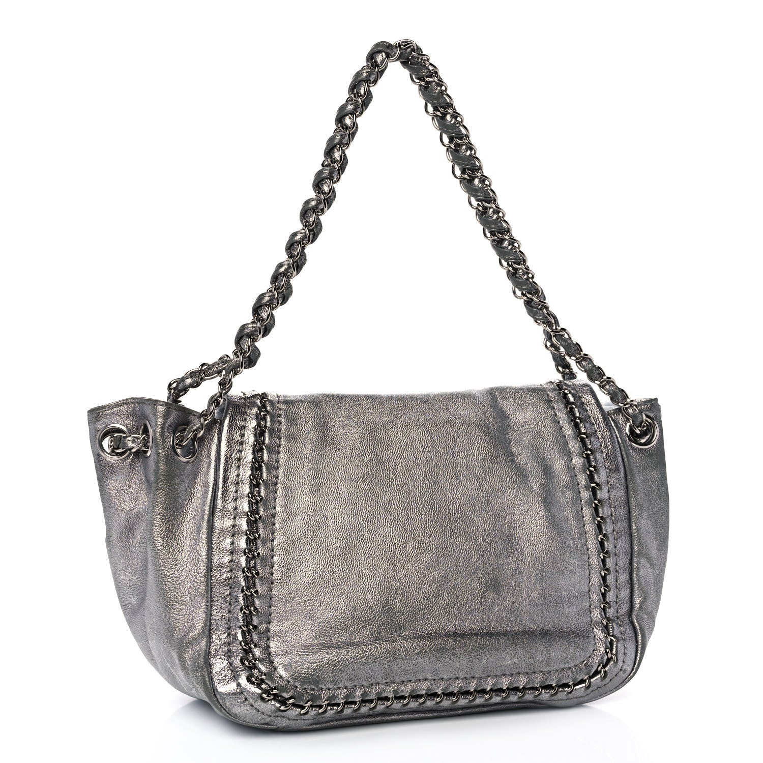 Chanel Metallic Deerskin Luxe Ligne Flap Silver 3 of 11