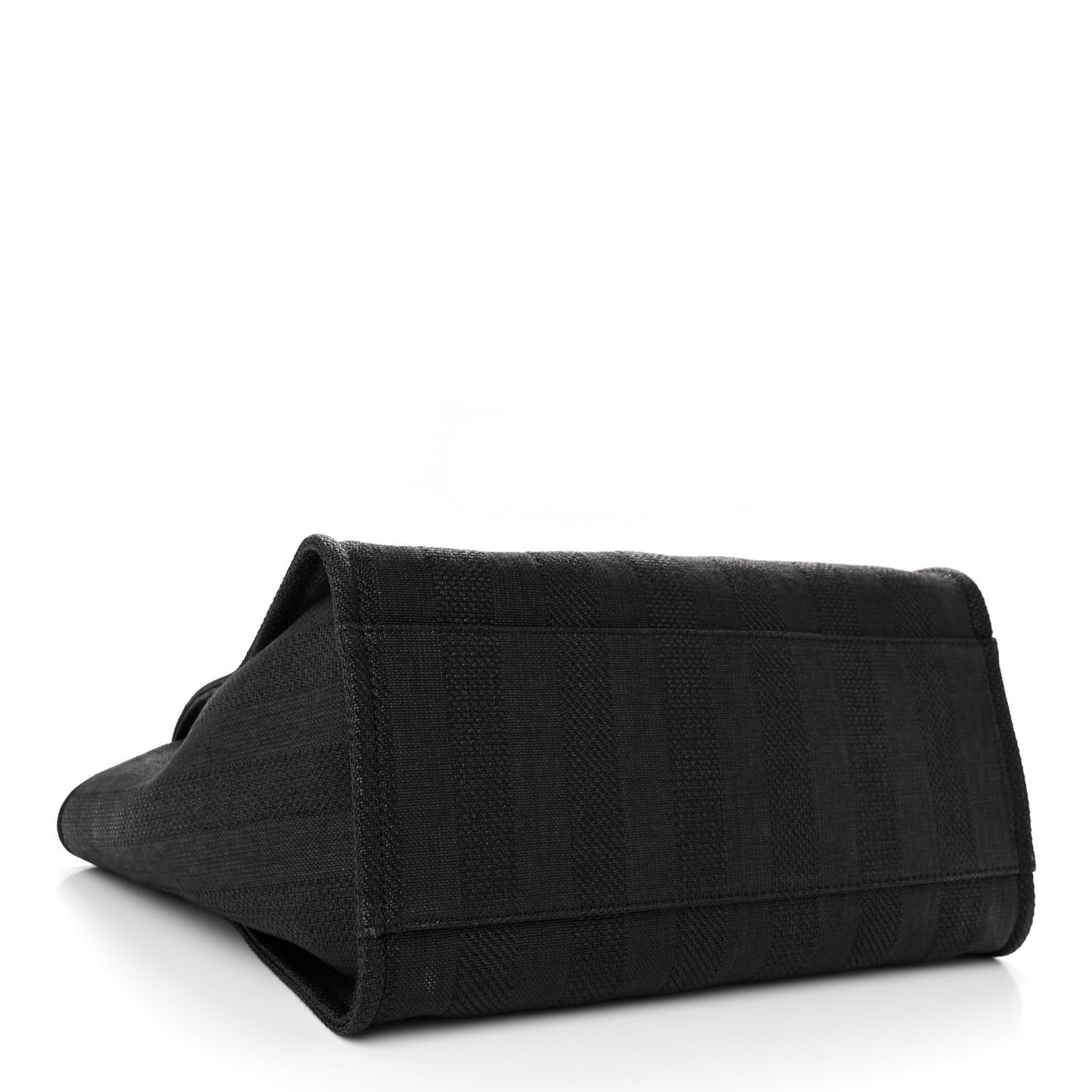 Mixed Fibers Calfskin Striped Deauville Tote Black