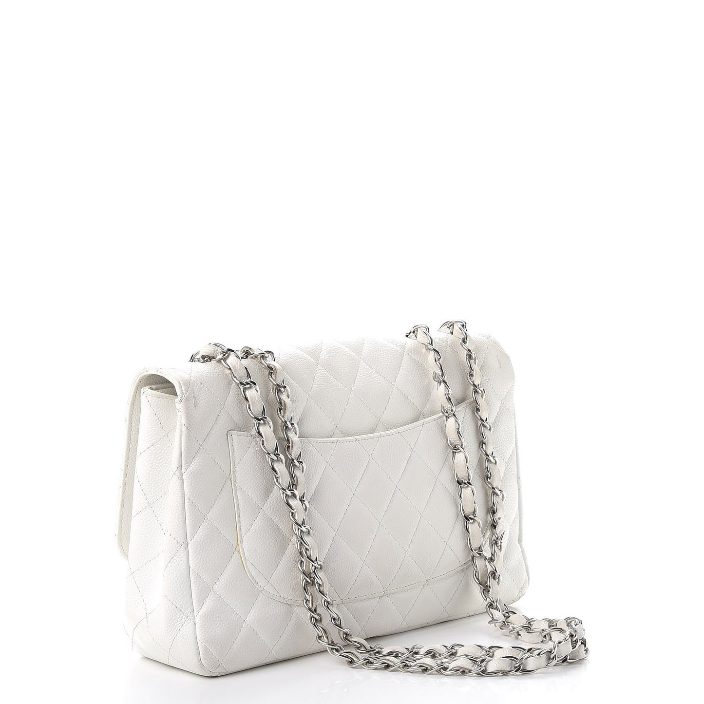 Caviar Quilted Jumbo Single Flap White