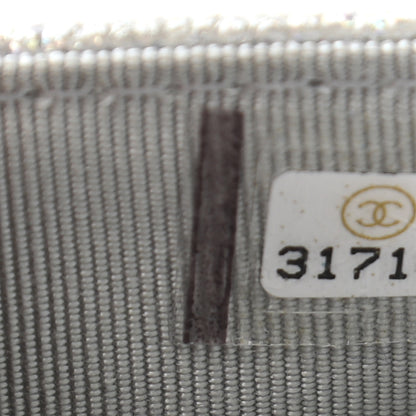 Chanel Glittered Metallic Caviar Quilted Flap Card Holder Wallet Silver 8 of 9