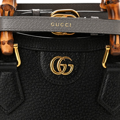 Gucci Textured Dollar Calfskin Web Mini Diana Tote Bag Black 4 of 10