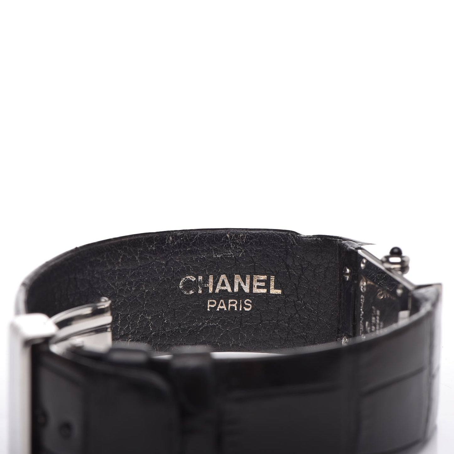Stainless Steel Alligator 19mm Matelasse Quartz Watch Black