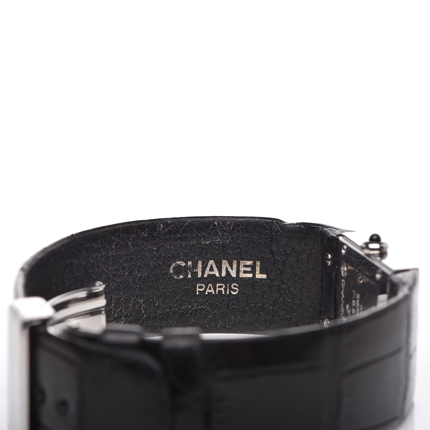 Chanel Stainless Steel Alligator 19mm Matelasse Quartz Watch Black 6 of 8