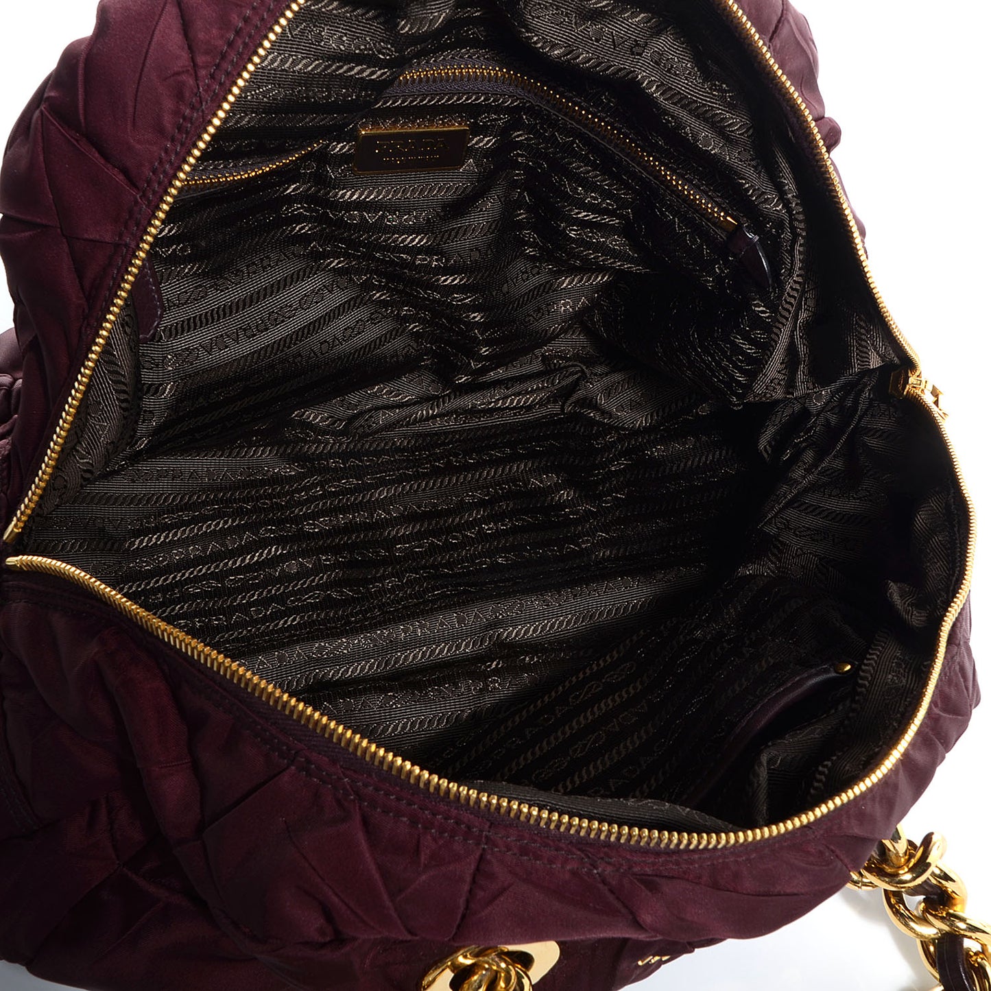 Tessuto Nylon Chevron Catena Bag Prugna