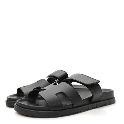 Hermes Calfskin Womens Chypre Sandals 38 Black 3 of 10