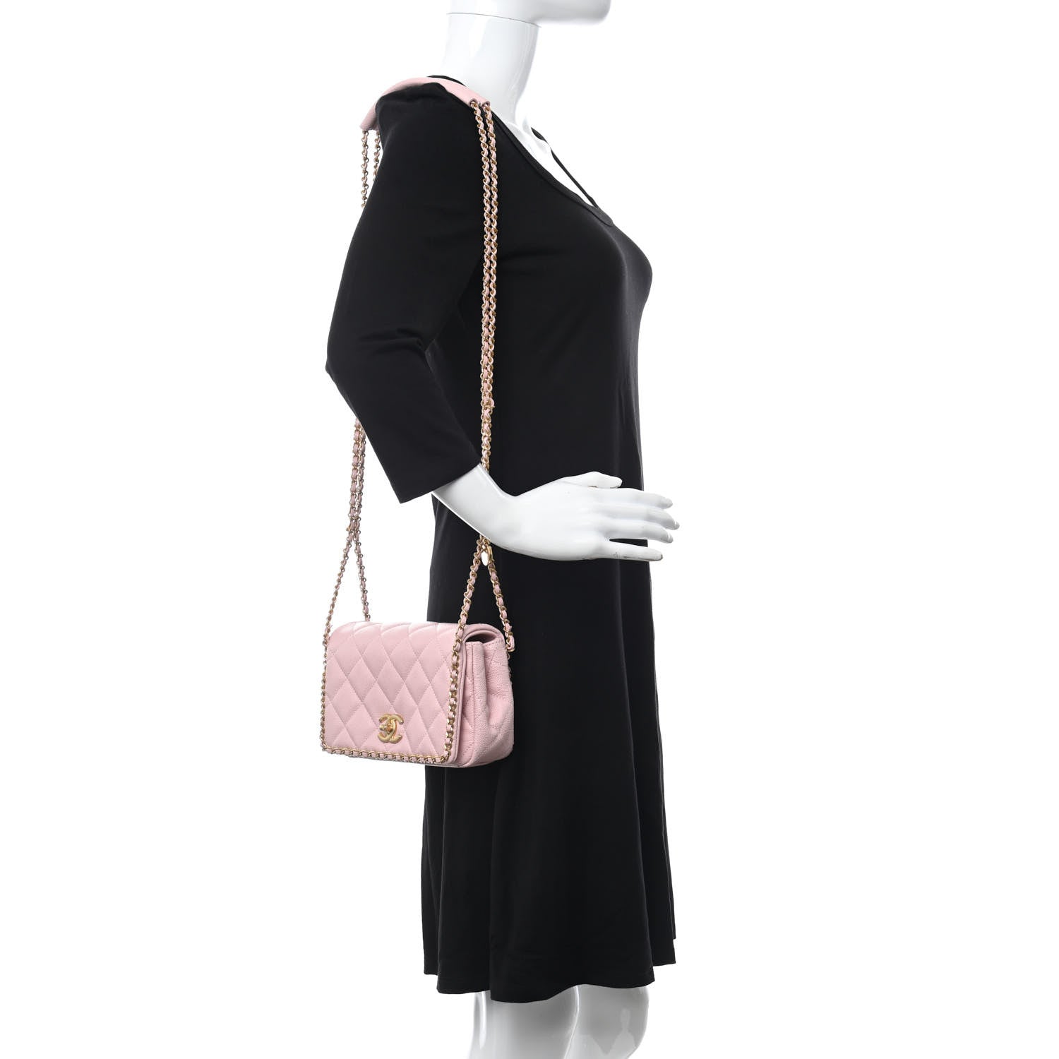 Chanel Caviar Quilted Chain Flap Pink 3 of 21