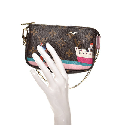 Louis Vuitton Monogram 2016 Christmas Animation Mini Pochette Accessories Rose Ballerine 2 of 7