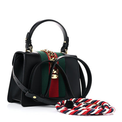 Gucci Calfskin Mini Sylvie Top Handle Bag Black 1 of 12