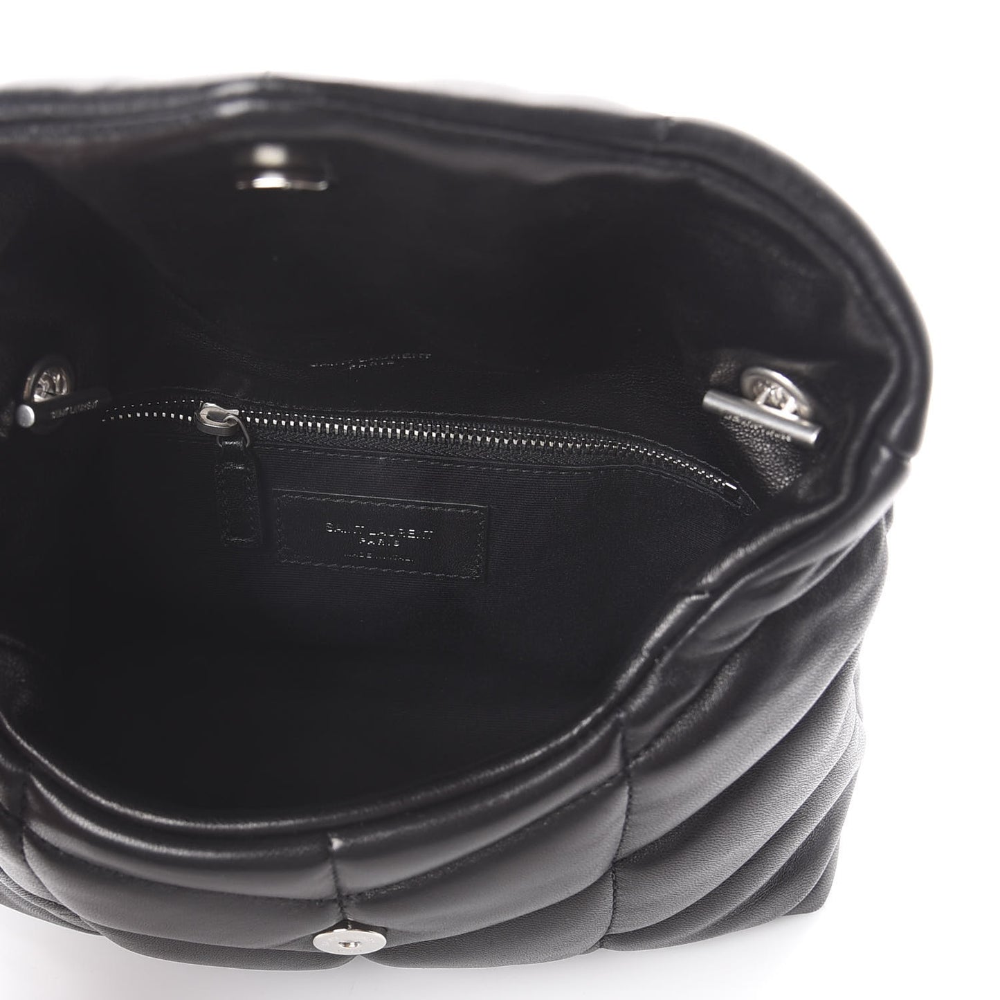Lambskin Quilted Toy Loulou Puffer Monogram Chain Satchel Black