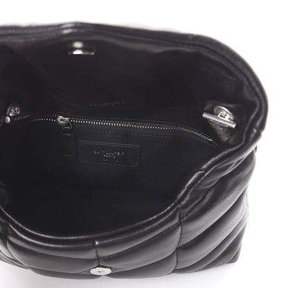 Saint Laurent Lambskin Quilted Toy Loulou Puffer Monogram Chain Satchel Black 4 of 7
