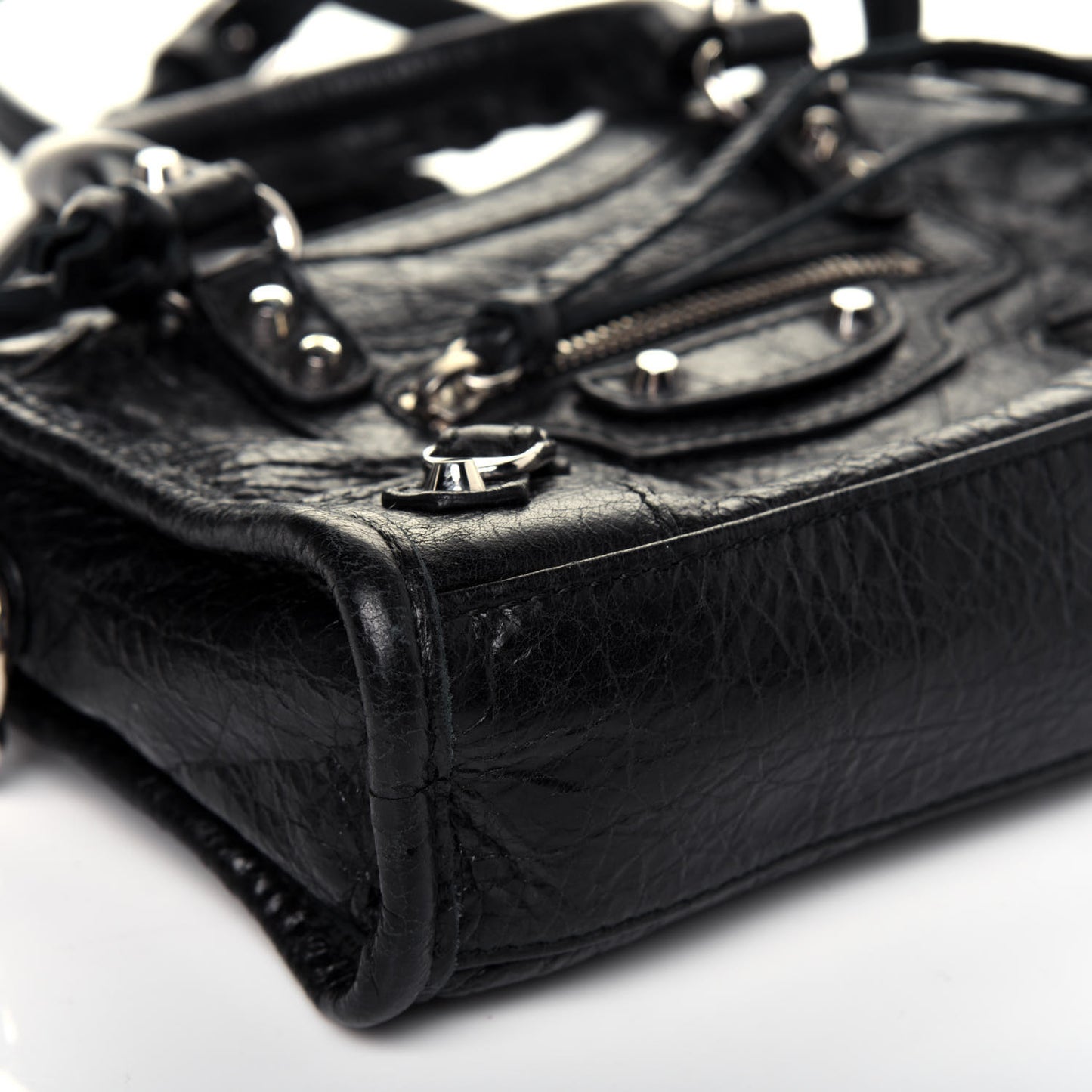 Agneau Classic Silver Hardware Nano City Black