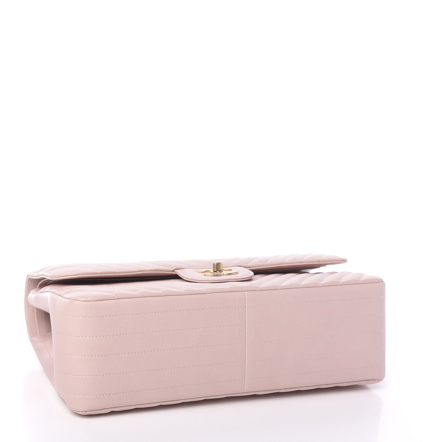 Chanel Calfskin Chevron Quilted Jumbo Double Flap Light Pink 3 of 10