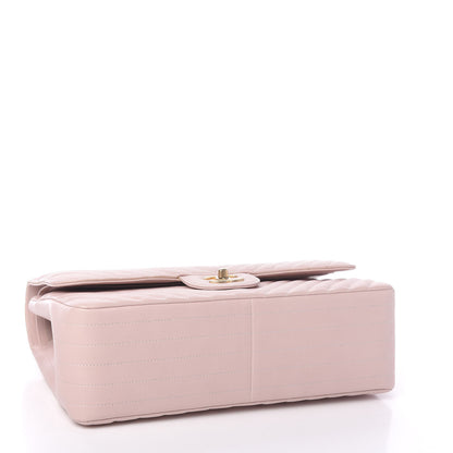 Chanel Calfskin Chevron Quilted Jumbo Double Flap Light Pink 3 of 10
