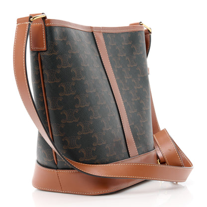 Celine Triomphe Canvas Calfskin Small Bucket Bag Tan 3 of 11