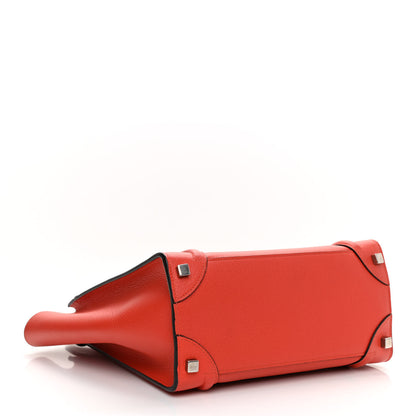 Celine Drummed Calfskin Micro Luggage Vermillion 3 of 7