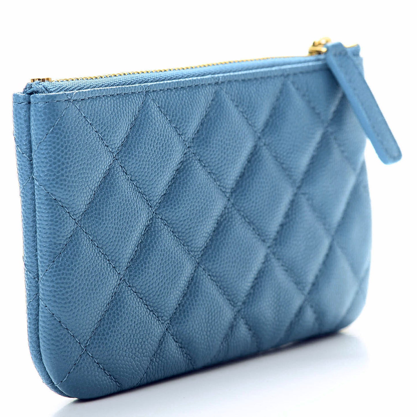 Caviar Quilted Small Cosmetic Case Blue