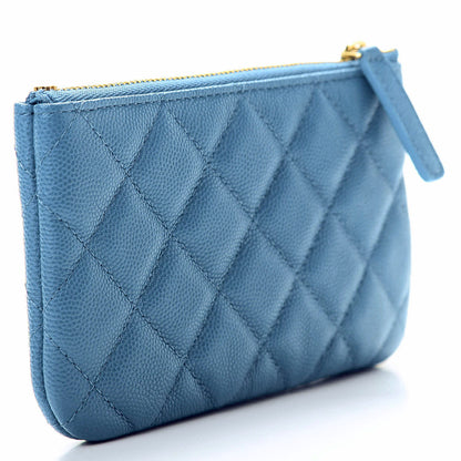 Chanel Caviar Quilted Small Cosmetic Case Blue 3 of 8