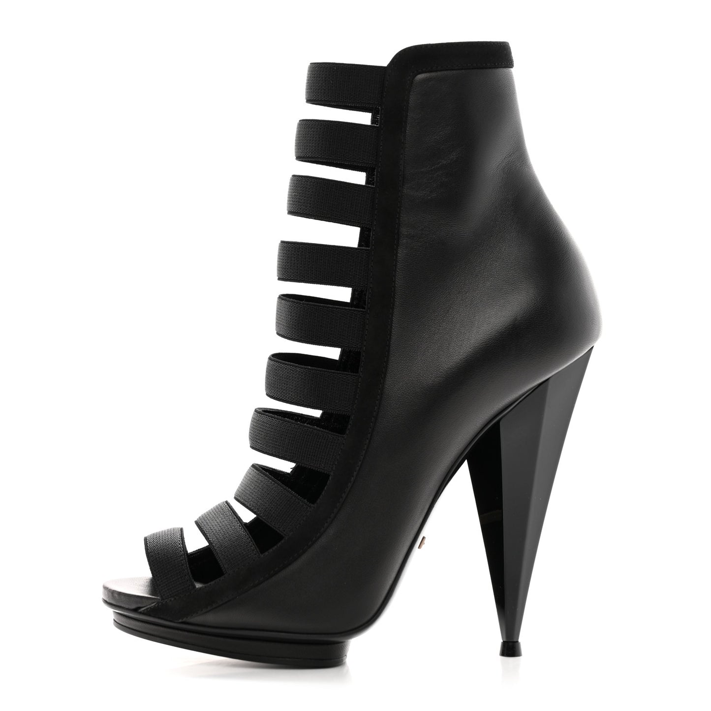 Nappa Kid Scamosciato Elastic Olimpia Open Toe Booties 37.5 Black
