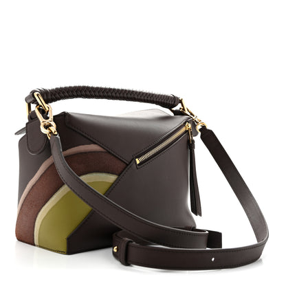 Loewe Calfskin Landscape Small Puzzle Bag Chocolate Light Moss 3 of 10