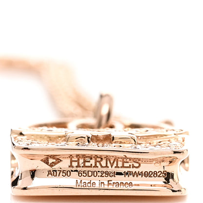 Hermes 18K Rose Gold Diamond Constance Amulette Pendant Necklace 4 of 5