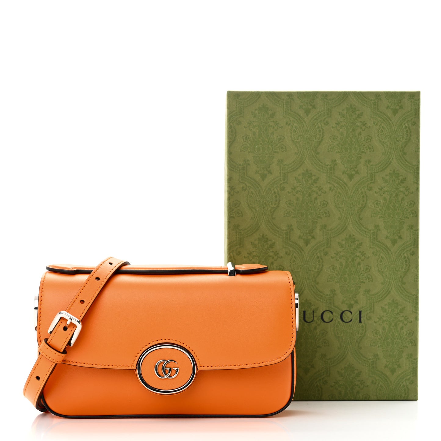 Senna Calfskin Petite GG Top Handle Shoulder Bag Orange