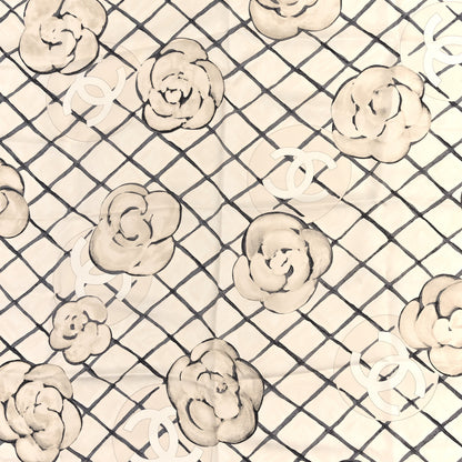 Chanel Silk Camellia CC Square Scarf Ivory 2 of 3