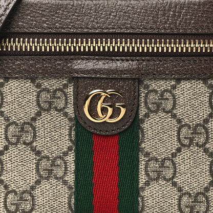 Gucci GG Supreme Monogram Textured Calfskin Web Mini Ophidia Top Handle Bag Beige Ebony New Acero 7 of 10