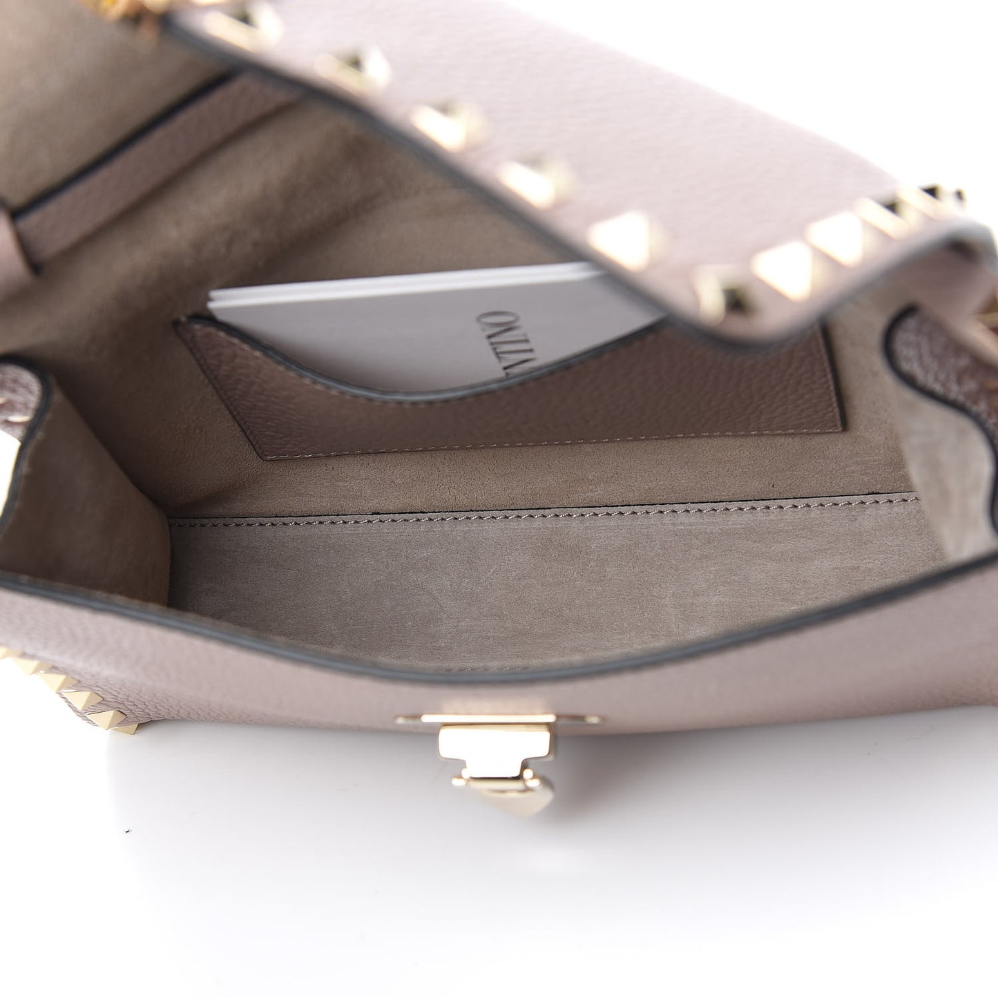 Pebbled Calfskin Medium Rockstud Flip Lock Crossbody Bag Poudre