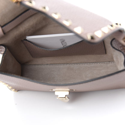 Valentino Garavani Pebbled Calfskin Medium Rockstud Flip Lock Crossbody Bag Poudre 4 of 8