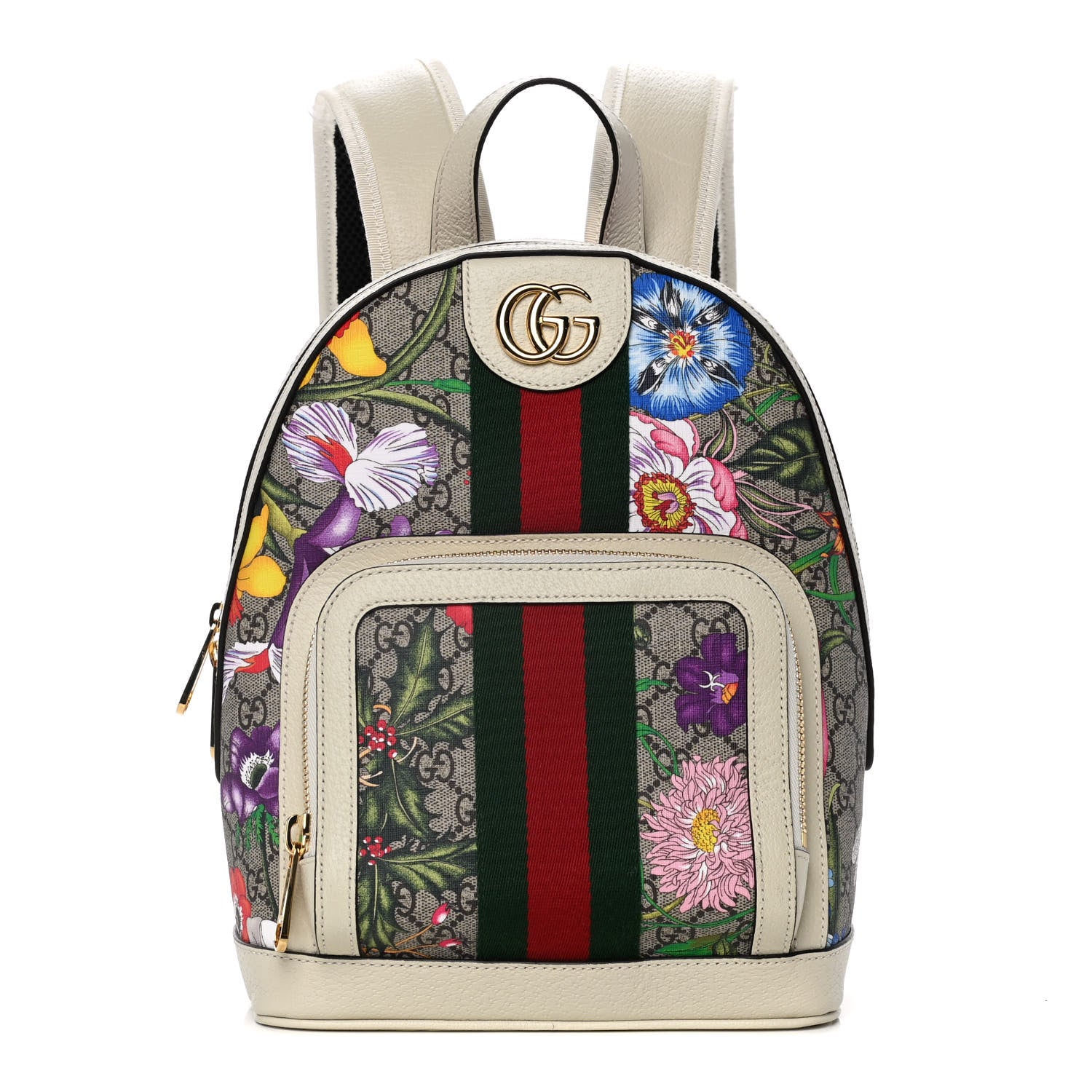 Gucci GG Supreme Monogram Flora Web Small Ophidia Day Backpack White 1 of 19